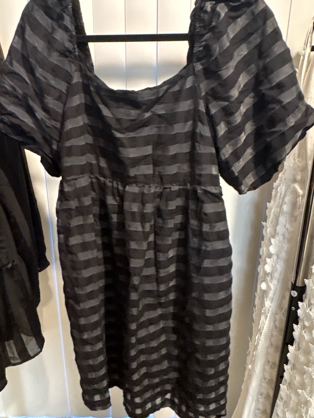 Anthropologie Black Striped Mini Dress
